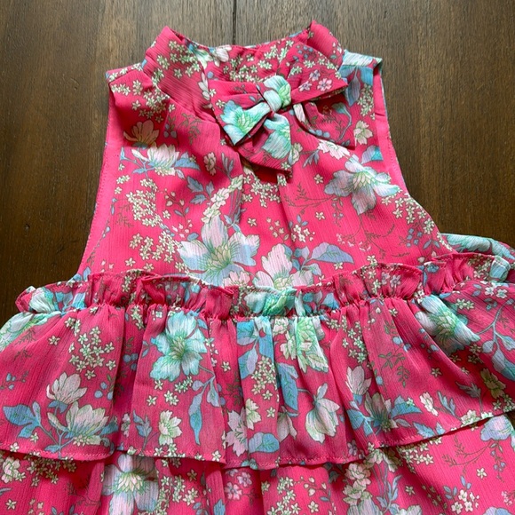 Size 8 Janie and Jack lined chiffon tiered floral sleeveless dress - Picture 2 of 10